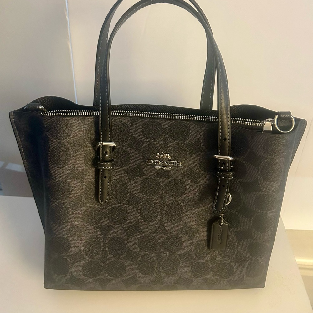 Coach Mollie Tote 25 navy blue leather